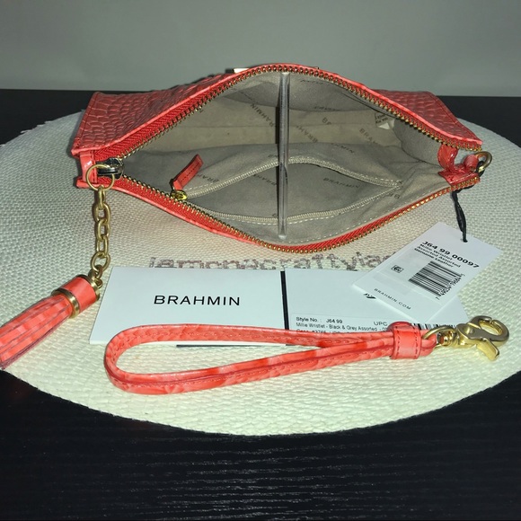 Brahmin CORAL / PEACH MEL Millie Wristlet Cosmetic - Picture 6 of 6
